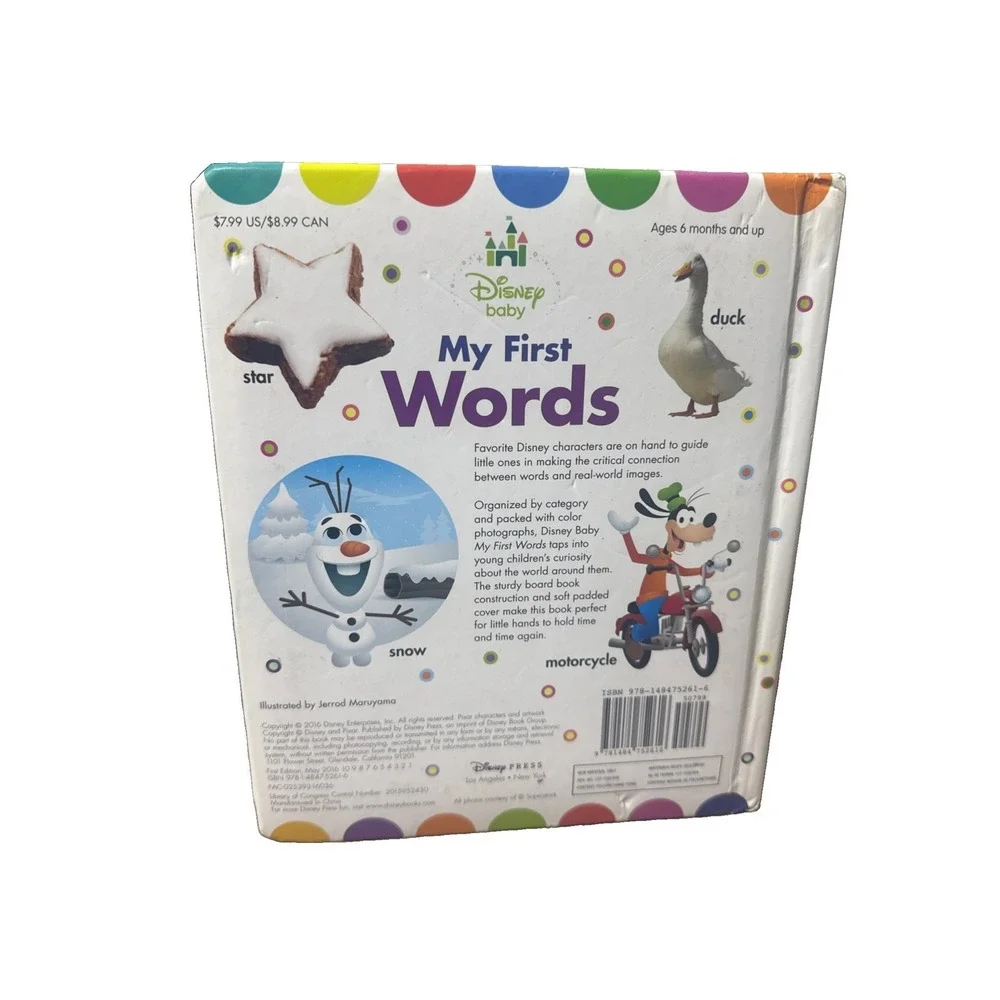 Disney Baby: My First Words by Disney Books (2016, Children's Board Books)